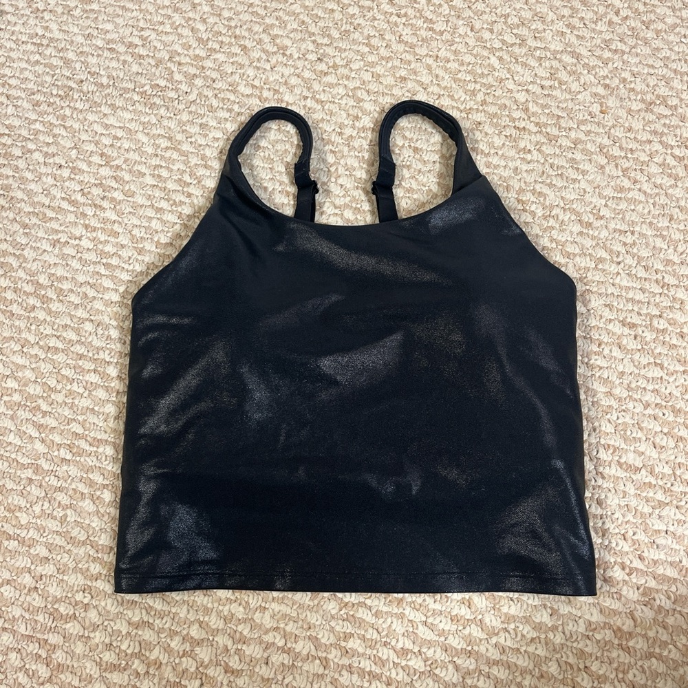 Old Navy Shiny Black Cropped Sports Tank - Women's
